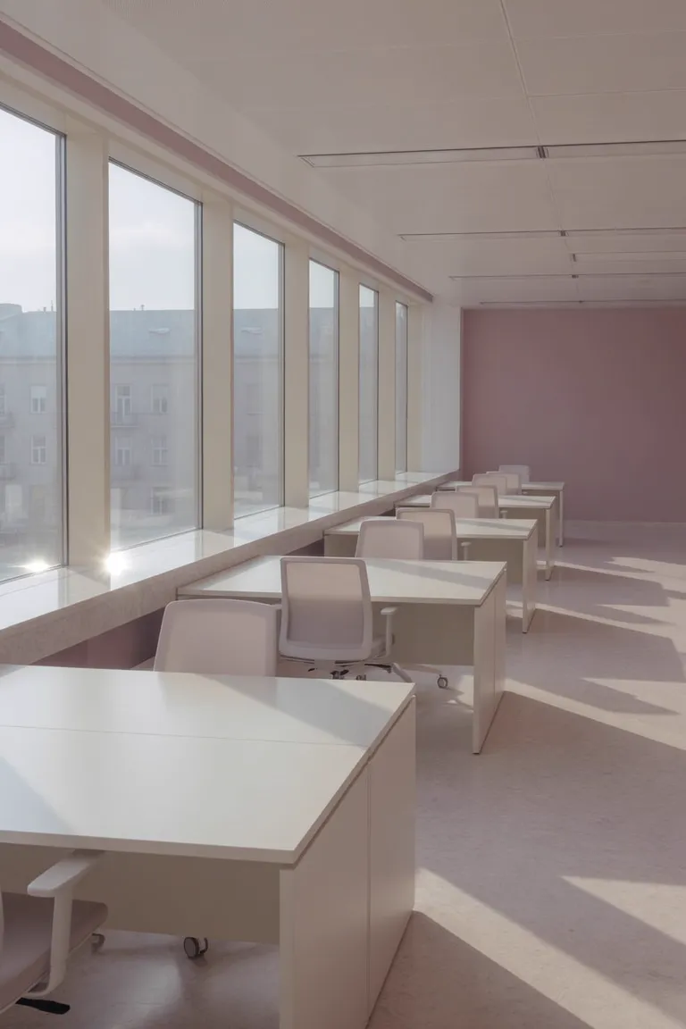 Bürofenster mit klarem, glänzendem Glas (KI-generiertes Symbolbild)