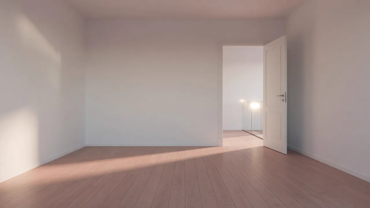 Leere Wohnung im warmen Nachmittagslicht (KI-generiertes Symbolbild)